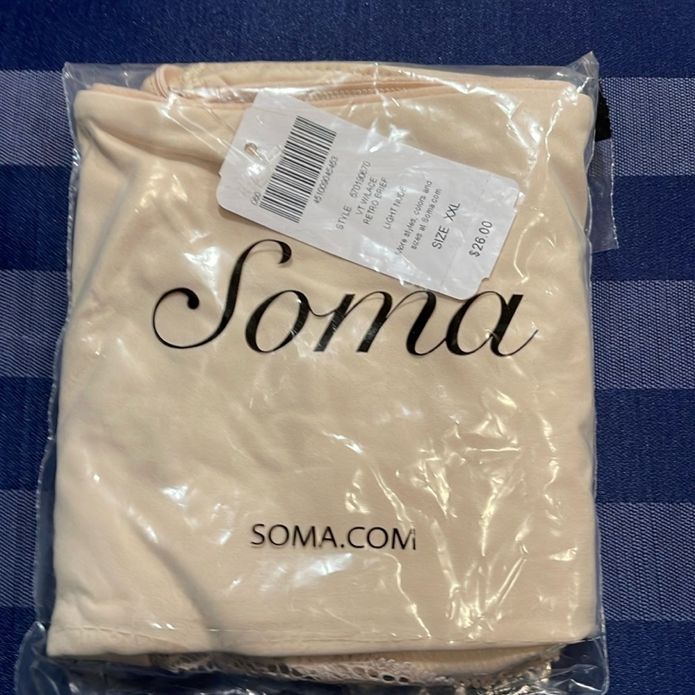 SOMA Vintage w/ lace BRIEF Panties NEW in sealed bag. Light Nude